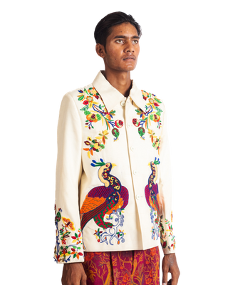 "PAINTED BIRD" SILK JACKET