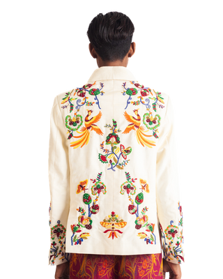 "PAINTED BIRD" SILK JACKET