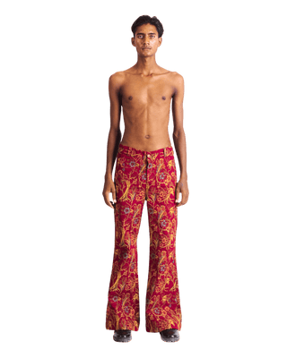 "RED AFFAIR" JACQUARD WOVEN TROUSERS