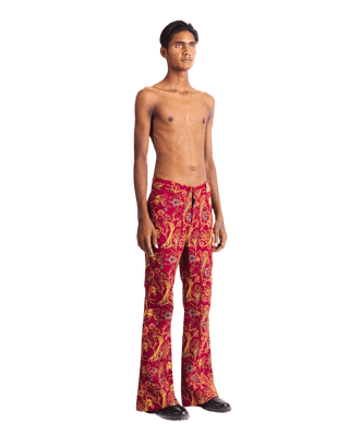 "RED AFFAIR" JACQUARD WOVEN TROUSERS