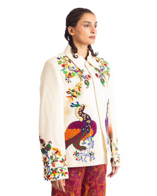 "PAINTED BIRD" SILK JACKET