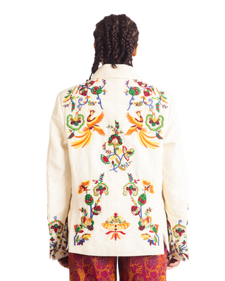 "PAINTED BIRD" SILK JACKET