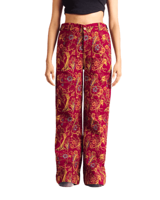 "RED AFFAIR" JACQUARD WOVEN TROUSERS