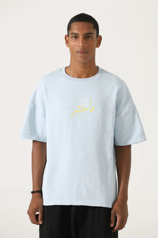 powder blue printed t shirt