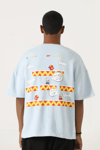 powder blue printed t shirt