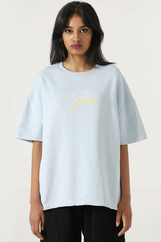 powder blue printed t shirt