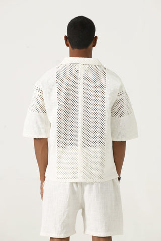 handwoven mesh button down