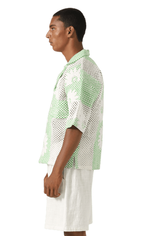 "bahaar" puff print button down