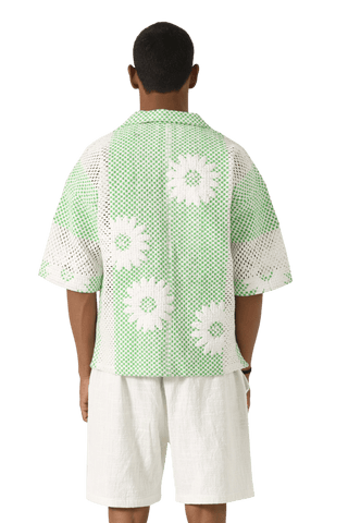 "bahaar" puff print button down