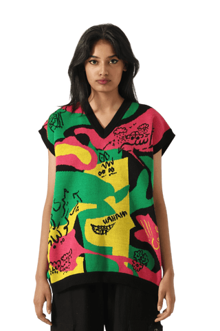 "cartoon mind" knit vest