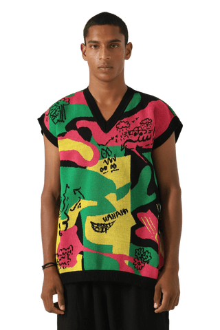 "cartoon mind" knit vest