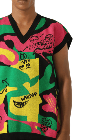 "cartoon mind" knit vest