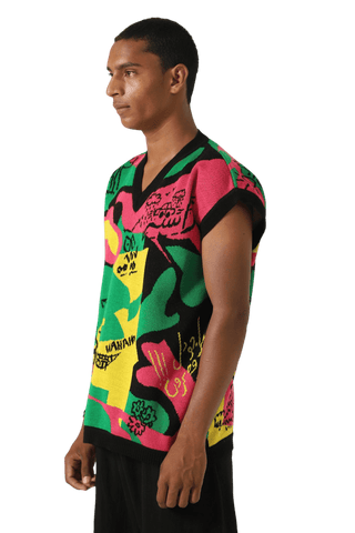 "cartoon mind" knit vest