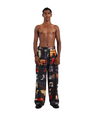 "Nocturnal Ride" Printed Straight Leg Trousers