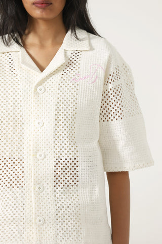 handwoven mesh button down