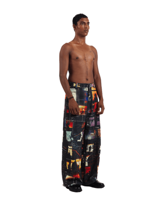 "Nocturnal Ride" Printed Straight Leg Trousers