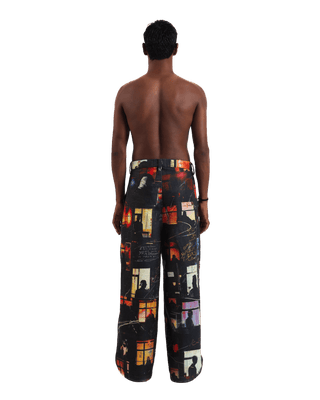 "Nocturnal Ride" Printed Straight Leg Trousers