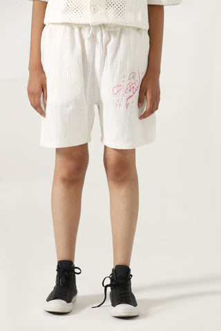 handwoven pink logo shorts