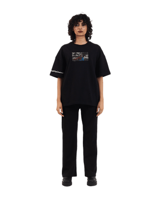 "Perpetual Motion" Oversized Black T-Shirt