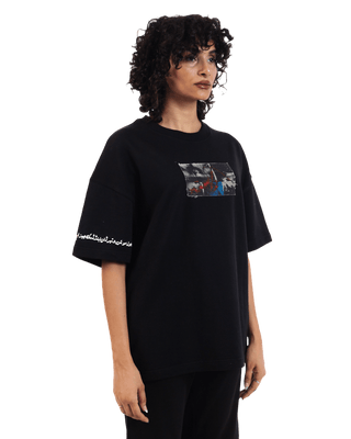 "Perpetual Motion" Oversized Black T-Shirt