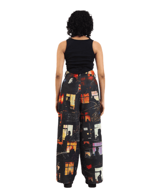 "Nocturnal Ride" Printed Straight Leg Trousers