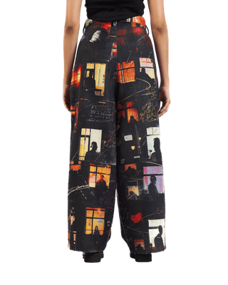 "Nocturnal Ride" Printed Straight Leg Trousers