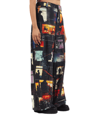 "Nocturnal Ride" Printed Straight Leg Trousers