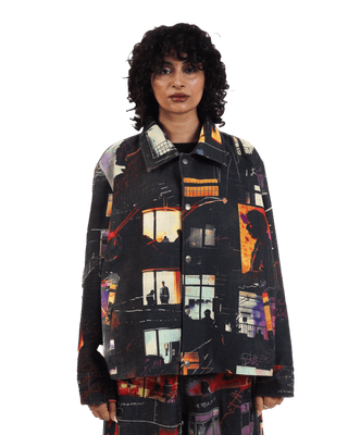 "Nocturnal Reverie" Abstract Printed Coach Jacket