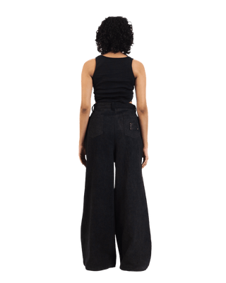 "Eclipse Elegance" Wide Flared Denim Trousers