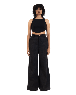 "Eclipse Elegance" Wide Flared Denim Trousers