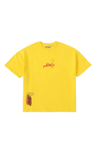 "azaadi" printed mustard t shirt