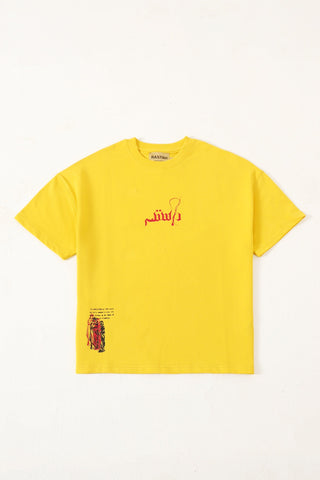 "azaadi" printed mustard t shirt