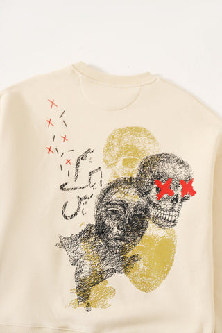 "hum ak hain" printed artwork beige sweatshirt