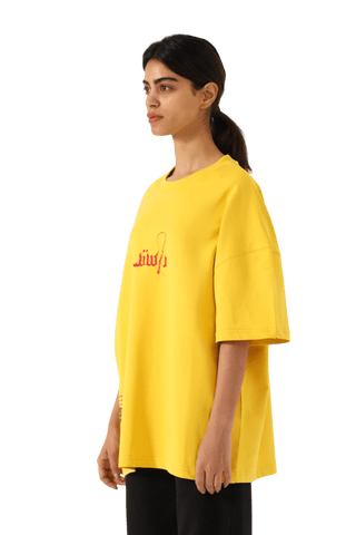 "azaadi" printed mustard t shirt