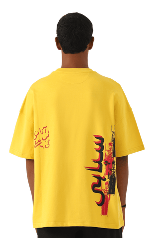 "azaadi" printed mustard t shirt