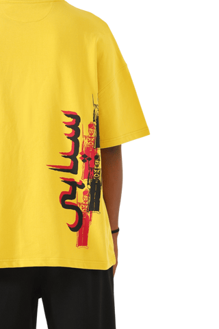 "azaadi" printed mustard t shirt