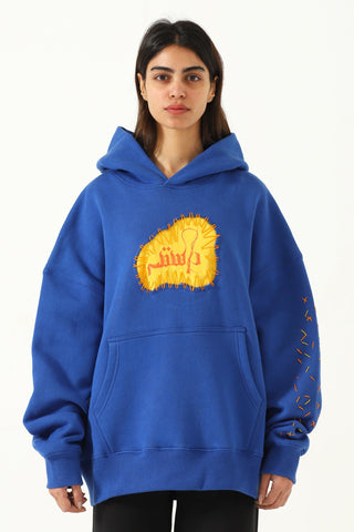 "remembrance" royal blue printed hoodie