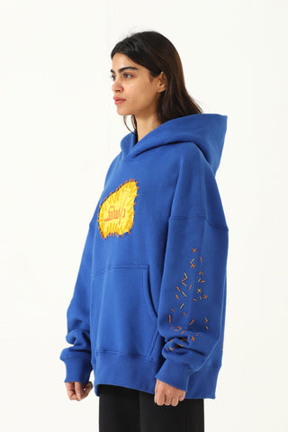 "remembrance" royal blue printed hoodie