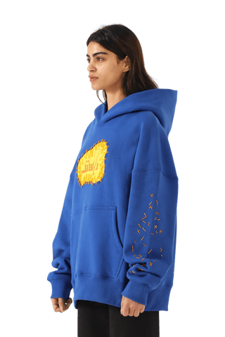 "Remembrance" royal blue printed hoodie