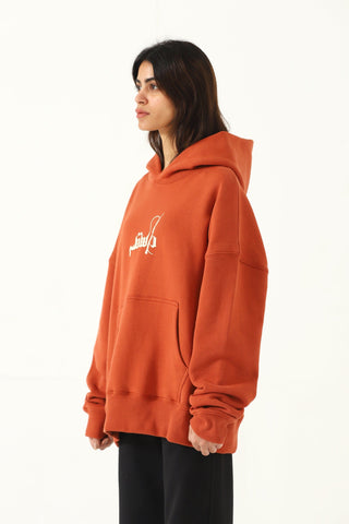 deep rust logo hoodie