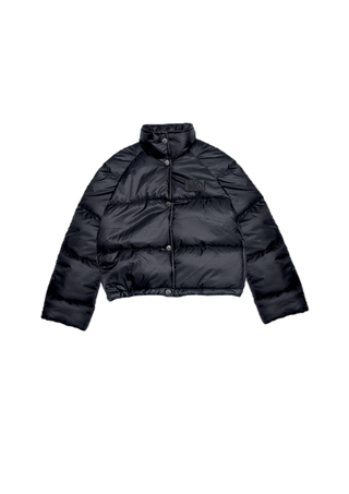 Black Nylon Puffer Crop Jacket