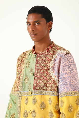 "BARSAAT" HAND EMBROIDERED SILK SHIRT-JACKET