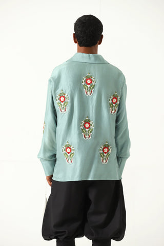 HAND EMBROIDERED TASSELS SILK SHIRT