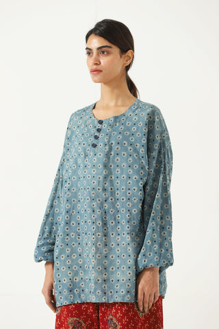 indigo dye and blockprint shirt