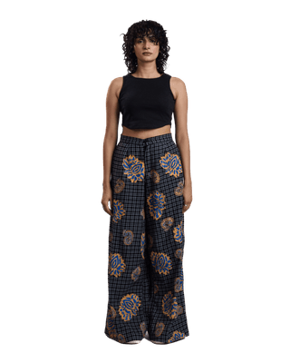 "Midnight Garden" Handwoven Block Printed Trousers