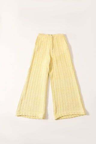 HANDWOVEN FLARED DOBBY TROUSERS