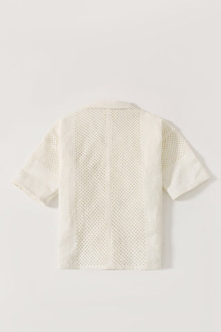 handwoven mesh button down