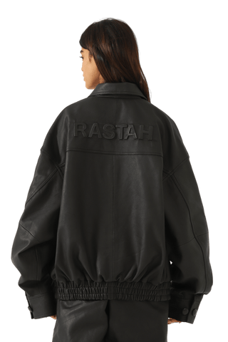 "95" OVERSIZED LEATHER EMBOSS JACKET