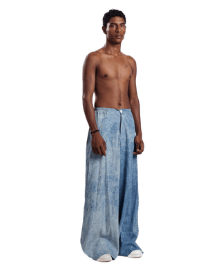 "Ocean Waves" Flared Acid Wash Denim Trousers (f)