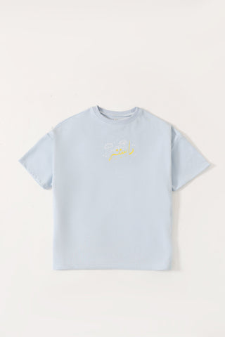 powder blue printed t shirt